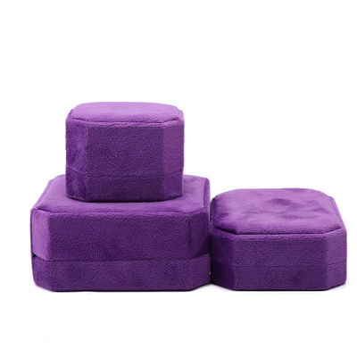 Juwelen Pakket Custom Octogonale Vorm Paarse Flannelette Doos voor halsketting Armband Ring