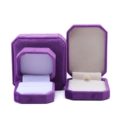 Juwelen Pakket Custom Octogonale Vorm Paarse Flannelette Doos voor halsketting Armband Ring