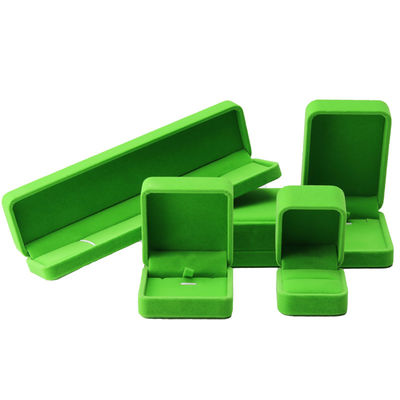 China Productie groothandel high-end Handgemaakte Ketting Ring Doos Sieraden Verpakking Aangepast logo Luxe Vierkante Suède Fluweel lichtgroene Sieraden Doos