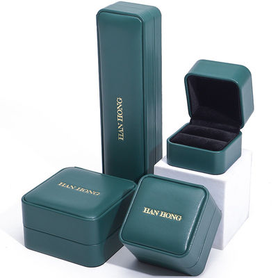 kopen Donkergroen PU leer sieraden opslagdoos Luxe maat sieraden doos Verpakking online manufacture