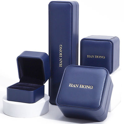 kopen Donkerblauwe ronde hoek PU leer sieraden set doos Upscale sieraden verpakkingsdoos OEM online manufacture