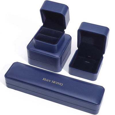 Donkerblauwe ronde hoek PU leer sieraden set doos Upscale sieraden verpakkingsdoos OEM