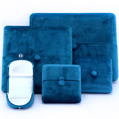 Handgemaakte blauw fluwelen juwelen doos voor armbanden oorbellen halsketting ring 10 * 10 * 3cm grootte