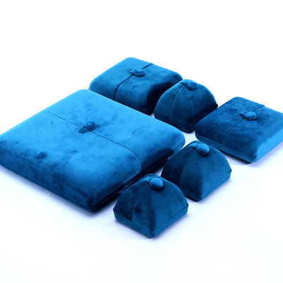 Handgemaakte blauw fluwelen juwelen doos voor armbanden oorbellen halsketting ring 10 * 10 * 3cm grootte