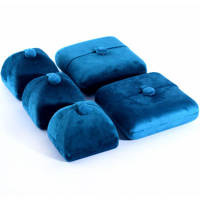 Handgemaakte blauw fluwelen juwelen doos voor armbanden oorbellen halsketting ring 10 * 10 * 3cm grootte