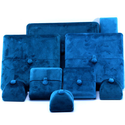 Elegante dubbele deur sieraden doos hign einde blauw fluweel sieraden doos met logo
