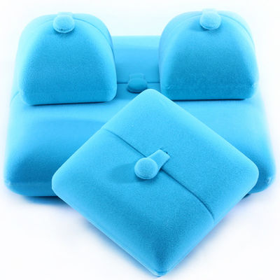 Sky Blue Velvet Hanhong Custom Logo Juwelen Verpakkingsdoos voor Armband Oorbellen Gift