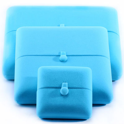 Sky Blue Velvet Hanhong Custom Logo Juwelen Verpakkingsdoos voor Armband Oorbellen Gift