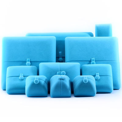 Sky Blue Velvet Hanhong Custom Logo Juwelen Verpakkingsdoos voor Armband Oorbellen Gift