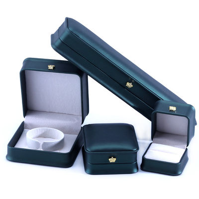 Green Crown Design Luxe PU Leer Juwelen Doos voor Armband Halsketting Ring en Groen