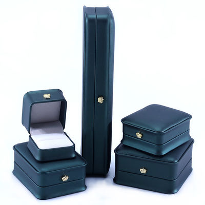 Green Crown Design Luxe PU Leer Juwelen Doos voor Armband Halsketting Ring en Groen