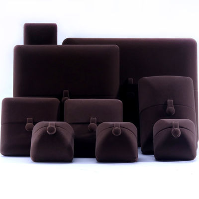 Rectangular Bruin Fluwelen Juwelen Doos voor Hanhong Custom Logo Armband Ohrringe