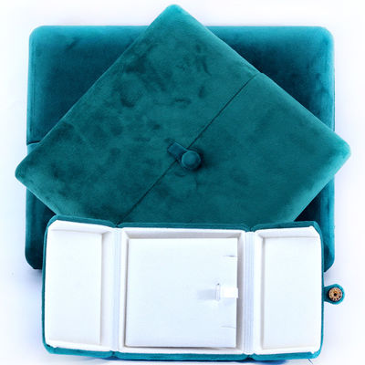 10*10*3cm Custom Logo Luxe Juwelen Doos voor Groene Fluwelen Armband Oorbellen Verpakking