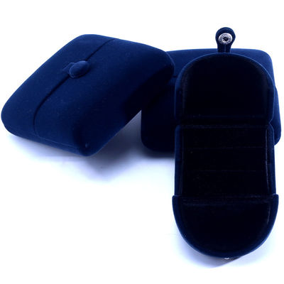 Elegante dubbele deur sieraden doos hign einde blauw fluweel sieraden doos met logo