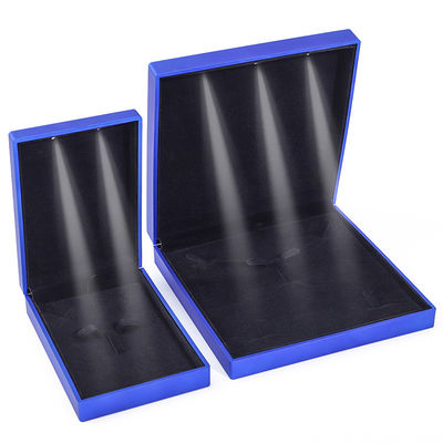 Custom Logo Blauwe LED sieraden doos voor halsketting Armband en oorbellen