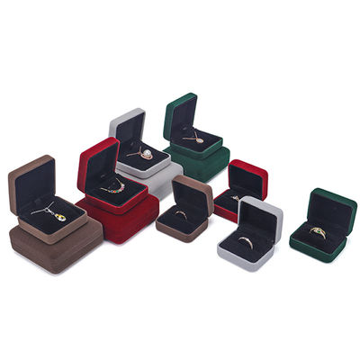 Hanhong Luxury Embossed LED Velvet Brown Juwelen Verpakkingsdoos Custom Ring Doos met licht