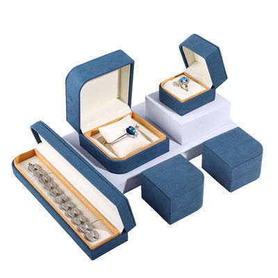 kopen Blauwe Microfiber Leer Juwelen Verpakkingsdoos voor Ring Pair Ohrringe Hanhong 7*7*5cm online manufacture
