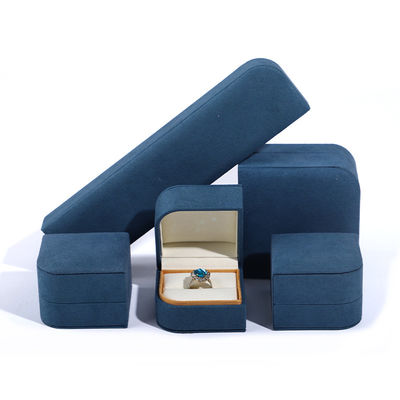 Blauwe Microfiber Leer Juwelen Verpakkingsdoos voor Ring Pair Ohrringe Hanhong 7*7*5cm