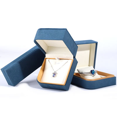 Blauwe Microfiber Leer Juwelen Verpakkingsdoos voor Ring Pair Ohrringe Hanhong 7*7*5cm