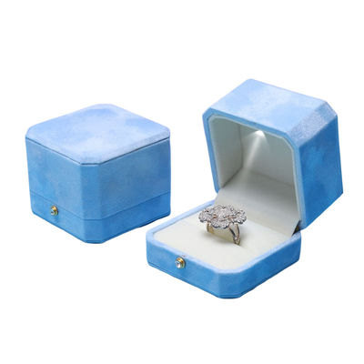 kopen Blauw fluweel octogonale LED juwelen dozen Hanhong Screen's op maat gemaakte oplossing voor verpakking online manufacture