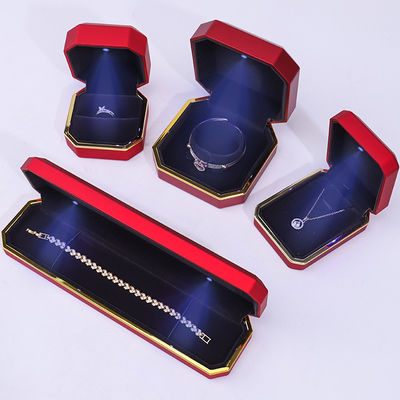 Rood LED fluweel juwelendoos voor aangepaste halsketting ring verpakking en andere accessoires