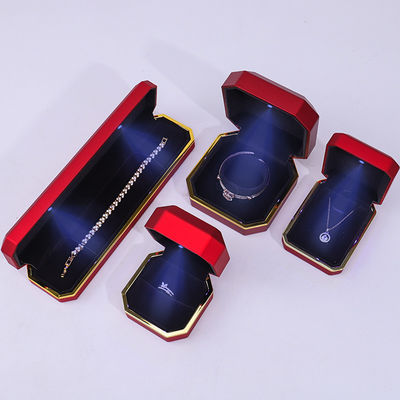 Rood LED fluweel juwelendoos voor aangepaste halsketting ring verpakking en andere accessoires