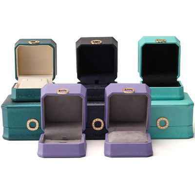 Vierkante halsketting ring doos met metaal luxe leder sieraden doos Hanhong PU leder verpakking