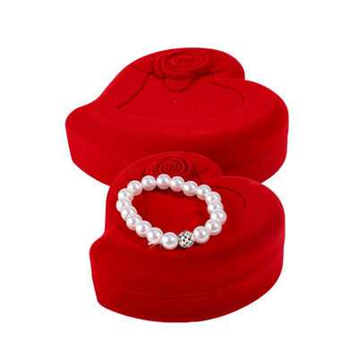 Velvet juwelen doos voor rode liefdesring halsketting en stud oorbellen set aangepaste verpakking