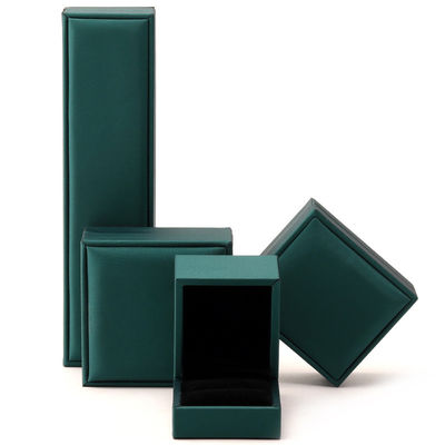 Custom Luxe Fluweel Juwelen Verpakkingsdoos Groen PU Lederen Halsketting en Ring Hanhong