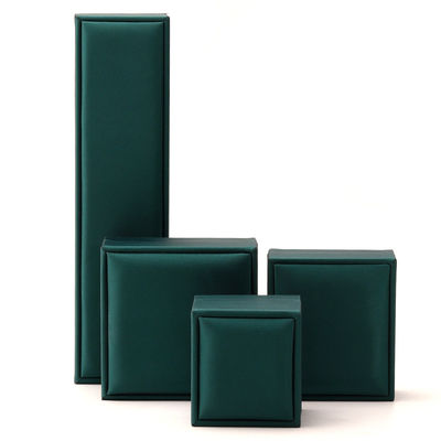 Custom Luxe Fluweel Juwelen Verpakkingsdoos Groen PU Lederen Halsketting en Ring Hanhong