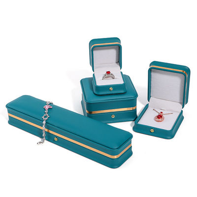 Custom Logo Donkere groene leer sieraden doos met Hanhong verpakking en fluwelen bekleding