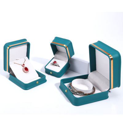 Custom Logo Donkere groene leer sieraden doos met Hanhong verpakking en fluwelen bekleding