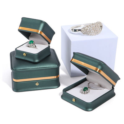 Custom Logo Donkere groene leer sieraden doos met Hanhong verpakking en fluwelen bekleding