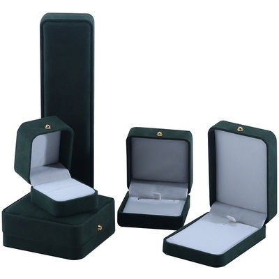 Gepersonaliseerd logo groen fluweel juwelen verpakkingsdoos voor halsketting armband oorbellen ring