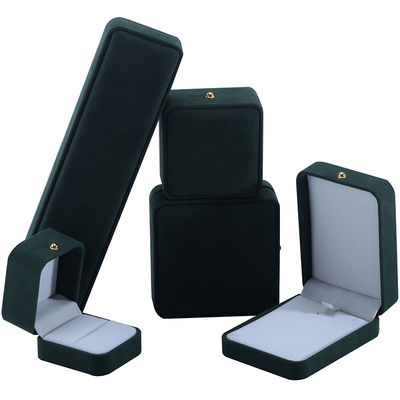 Gepersonaliseerd logo groen fluweel juwelen verpakkingsdoos voor halsketting armband oorbellen ring