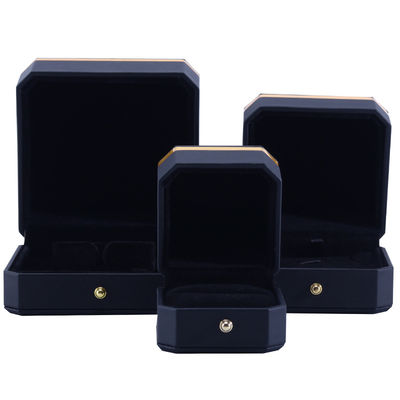 Octogonale zwarte PU leer sieraden doos voor Hanhong Custom Logo Armband Halsketting Ring