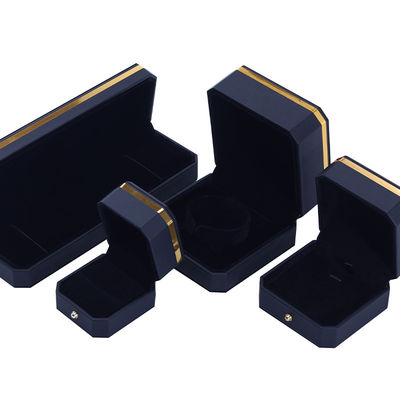 Octogonale zwarte PU leer sieraden doos voor Hanhong Custom Logo Armband Halsketting Ring