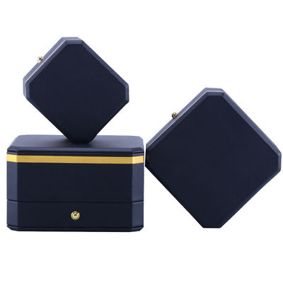 Octogonale zwarte PU leer sieraden doos voor Hanhong Custom Logo Armband Halsketting Ring