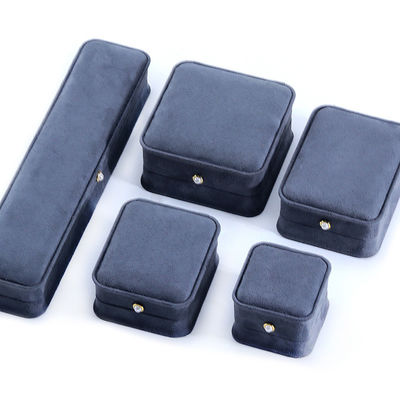 Handgemaakte grijze fluweel sieraden doos voor custom luxe armband oorbellen halsketting parel slot