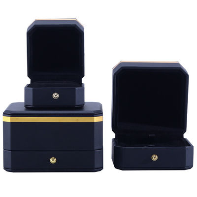 Octogonale zwarte PU leer sieraden doos voor Hanhong Custom Logo Armband Halsketting Ring