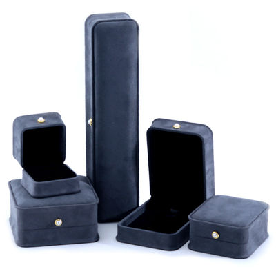 Handgemaakte grijze fluweel sieraden doos voor custom luxe armband oorbellen halsketting parel slot