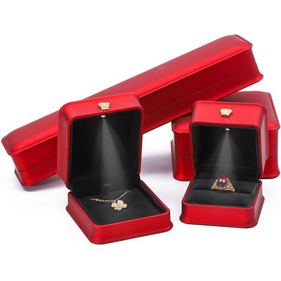 LED lichtrood kleuren juwelen doos sets, juwelen verpakkingsdoos met aangepast logo