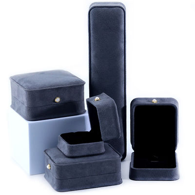 Handgemaakte grijze fluweel sieraden doos voor custom luxe armband oorbellen halsketting parel slot