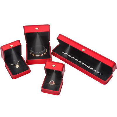 LED lichtrood kleuren juwelen doos sets, juwelen verpakkingsdoos met aangepast logo