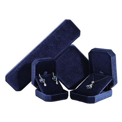 Hanhong Navy Blauwe Hanger Halsketting Armband Doos met Koreaanse Fluwelen Juwelen Pakket