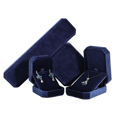 Hanhong Navy Blauwe Hanger Halsketting Armband Doos met Koreaanse Fluwelen Juwelen Pakket