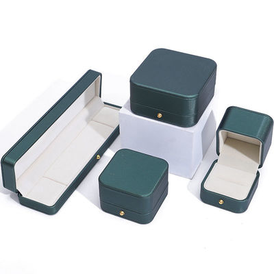 Nieuwste stijl groene PU leer sieraden verpakkingsdoos voor bruiloft halsketting oorbellen ring