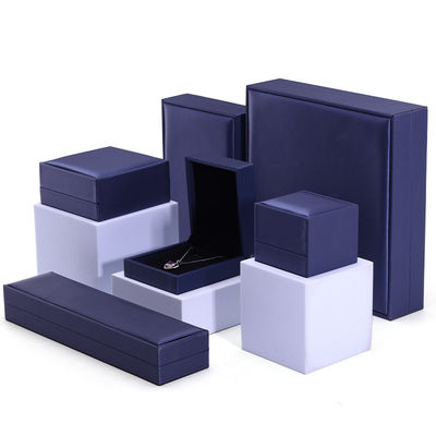 kopen Hanhong handgemaakte fluwelen sieraden verpakkingsdoos voor halsketting en ring 9 * 9 * 4,5 cm blauw PU leer online manufacture