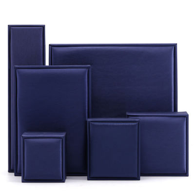 Hanhong handgemaakte fluwelen sieraden verpakkingsdoos voor halsketting en ring 9 * 9 * 4,5 cm blauw PU leer