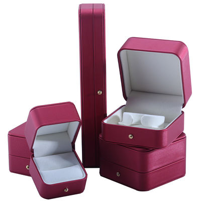 Hanhong Custom Rood PU Lederen Juwelen Verpakkingsdoos voor Huwelijk Halsketting Oorbellen Ring